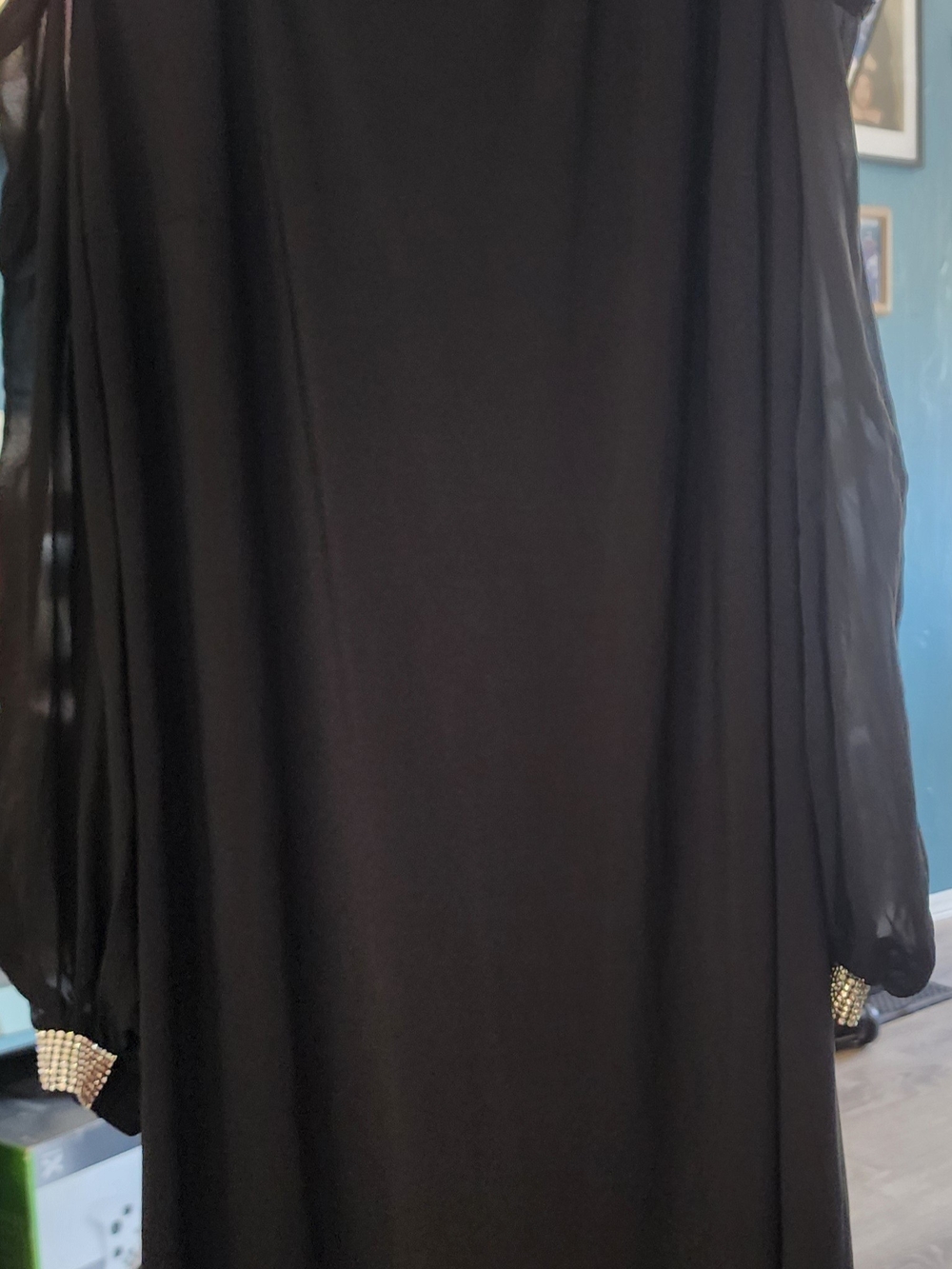 MSK Black Midi Dress with Jeweled Cuffs Sz 16